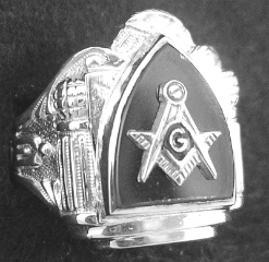 Gothic Sterling Silver Masonic Rings, Solid Back #1G